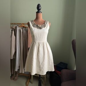 Francesca's Collections Ivory Embellished Mini Dress